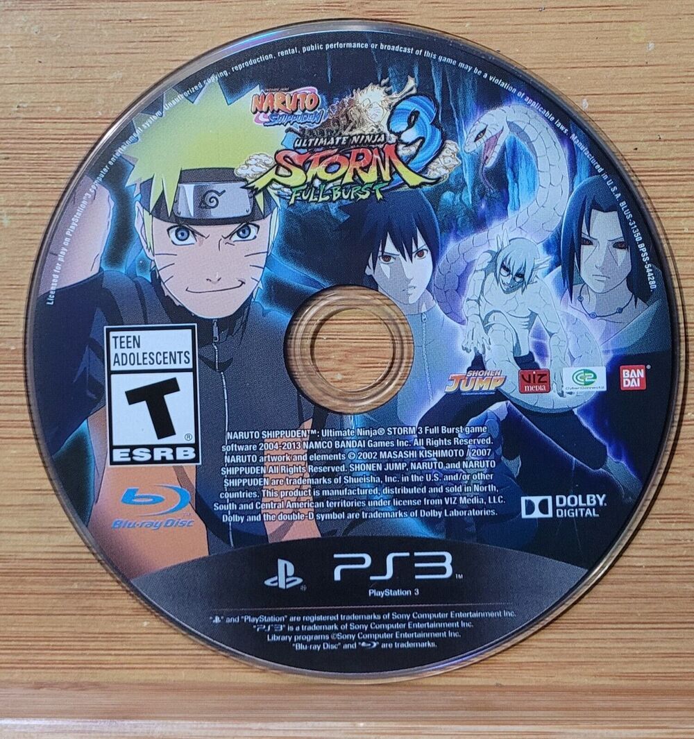 Naruto Shippuden: Ultimate Ninja Storm 3 Full Burst (PS3, 2013) DISC ONLY